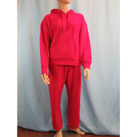 NWT RAG & BONE PERSIAN RED COTTON ICON HOODED LETTERING LOGO PANTS TRACKSUIT L